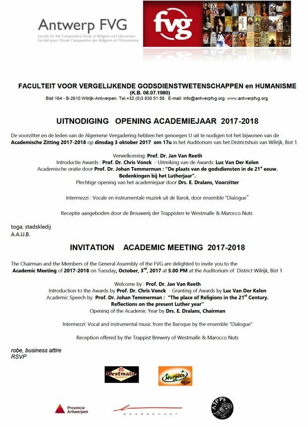 Uitnodiging Opening Academiejaar 2017-2018